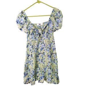 Madden NYC Womens size M Gathered Floral Cottagecore Ruffled Mini Dress Romantic